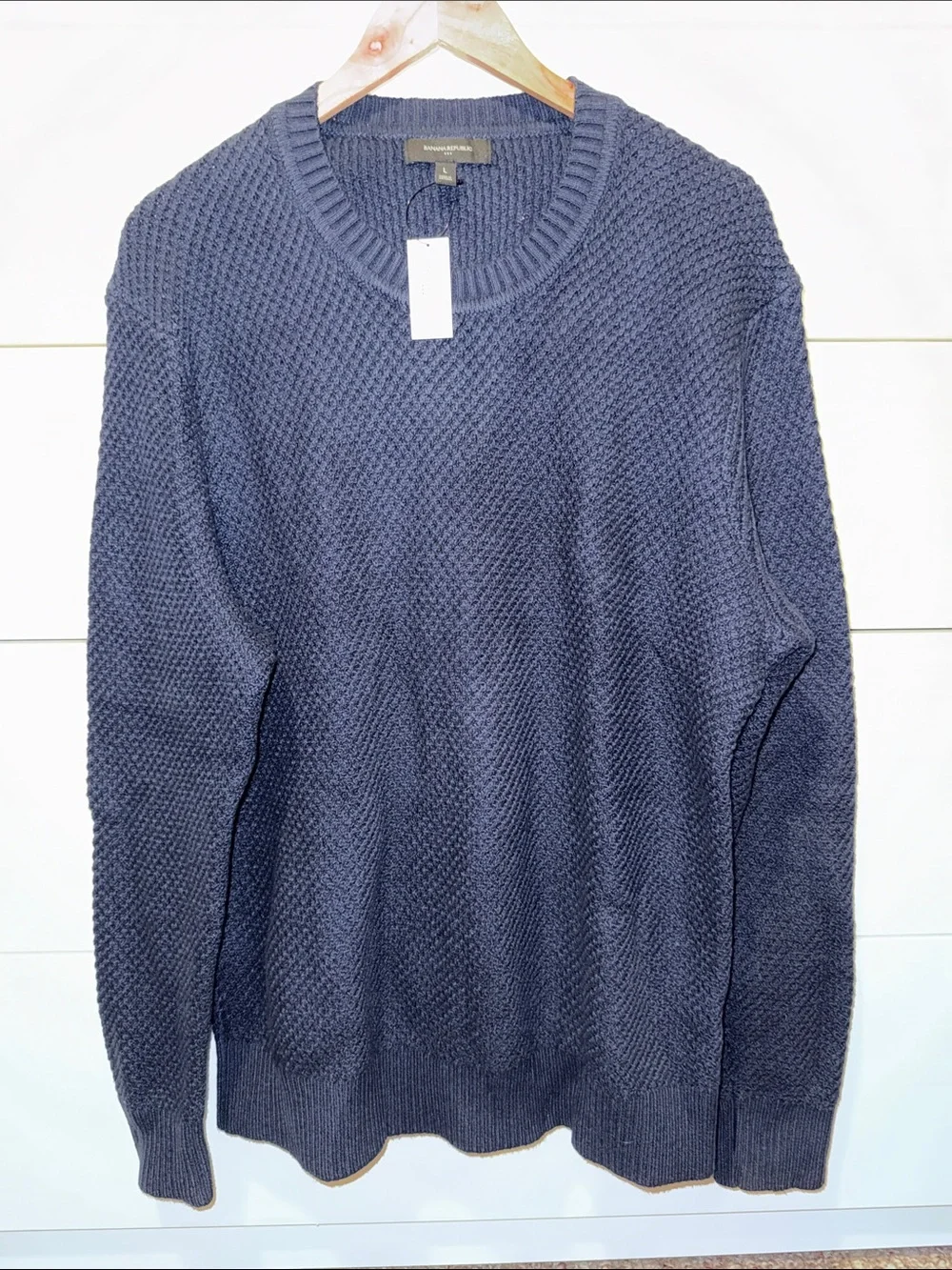 Banana Republic Men’s Dark Navy Textured Crewneck Sweater